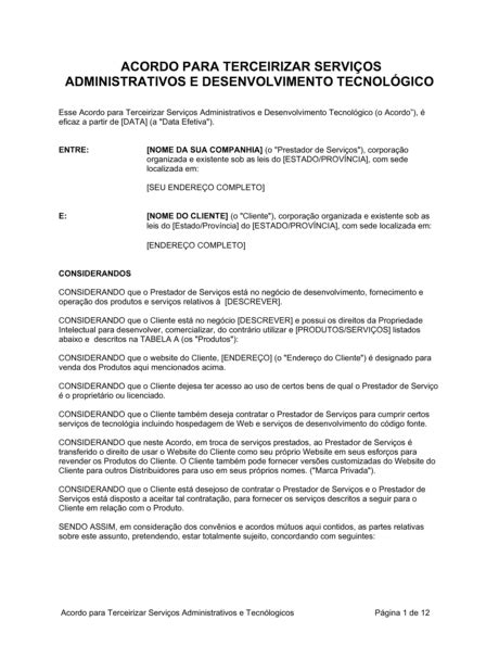 Terceirização de Serviços Administrativos e Tecnológicos Documentos e