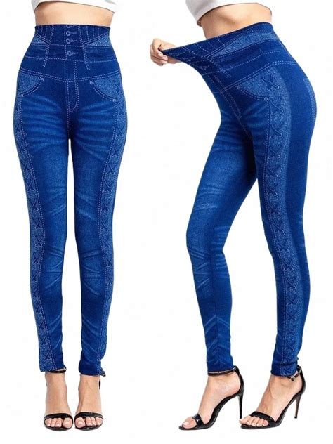 Cuhakci Women Sexy Push Up Seaml Leggings High Waist Warm Jeans Spring