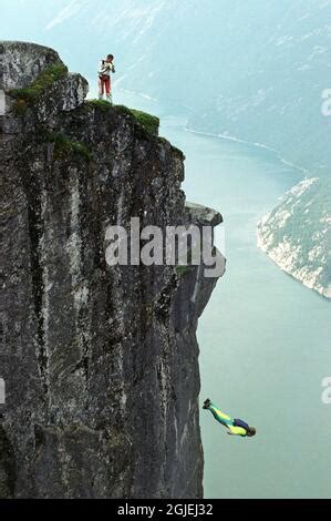 Base Jumpers From All Over The World Come To The Meter High Cliff