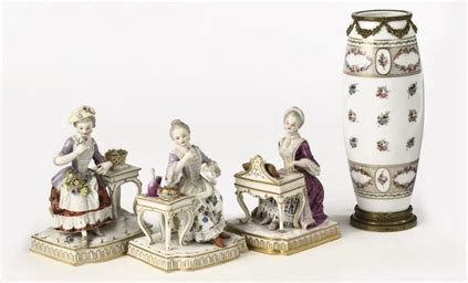 Three Meissen Porcelain Figures Emblematic Of The Senses LATE 19TH