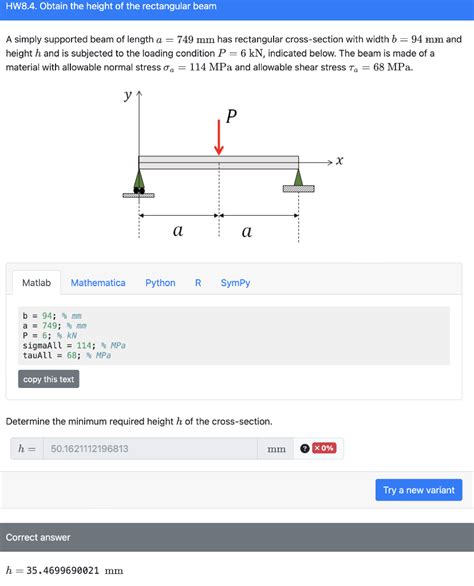 Solved A Simply Supported Beam Of Length A 749 Mm Has