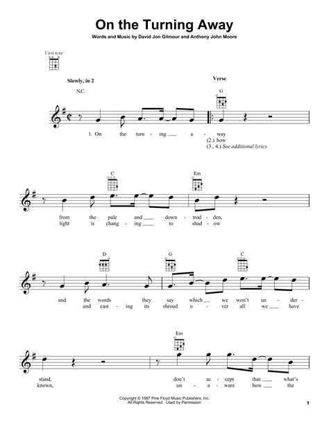 On The Turning Away By Pink Floyd Sheet Music For Ukulele At Sheet