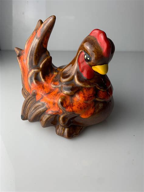 Vintage Ceramic Chicken Rooster Figurine Etsy