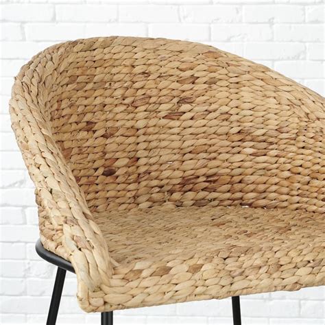 Stylewell Natural Woven Hyacinth Bar Stool With Low Back St Nblk