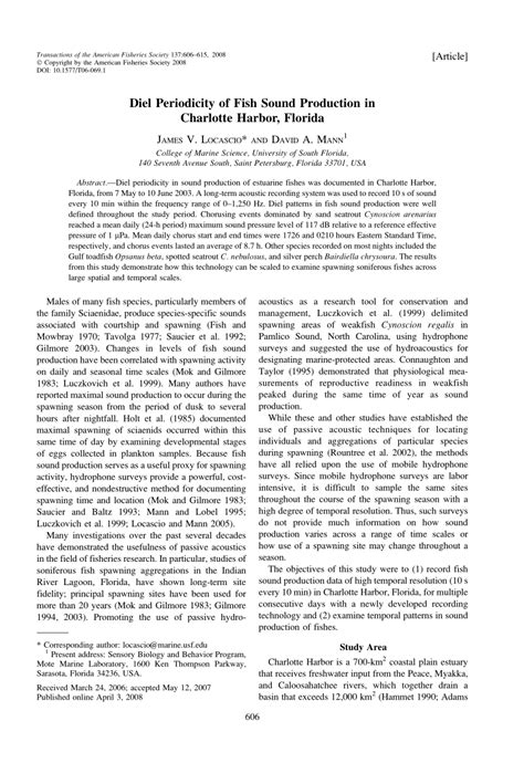 (PDF) Diel Periodicity of Fish Sound Production in Charlotte Harbor ...