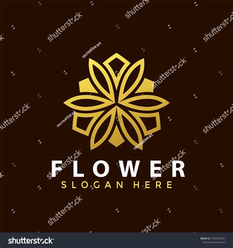 Gold Flower Line Art Style Logo Stock Vector Royalty Free 1855073407