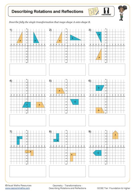 Simple Worksheet On Transformation Rotation