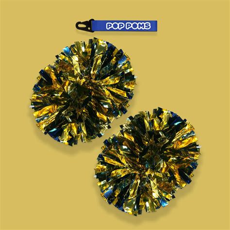 Navy Gold Metallic 6 Pop Poms Pop Poms