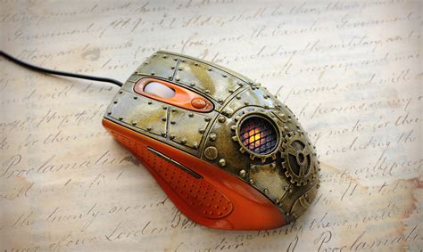 Steampunk Orange Computer Mouse Armorhamster Unique Mouse