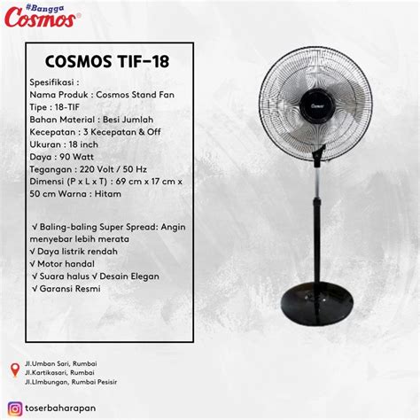 Jual Kipas Angin Berdiri Stand Fan Aluminium Cosmos Inch Tif