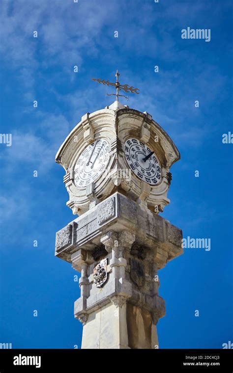 Donostia/San Sebastian, Basque country, northern Spain: Column with old mechanical barometer at ...