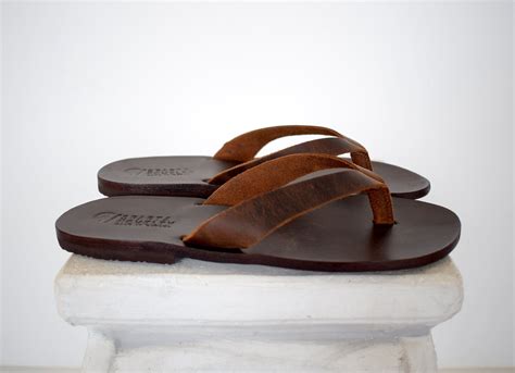 Flip Flop Greek Leather Sandals Slipers Men Thongs Blue - Etsy