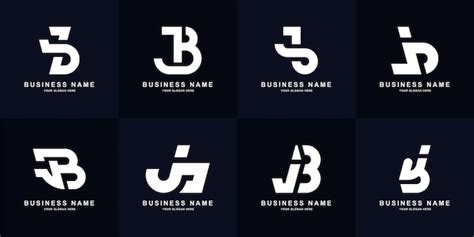 Colección carta jb o bj monograma diseño de logotipo Vector Premium