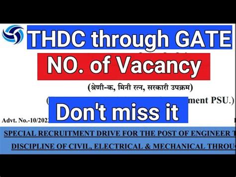 Thdc Trough Gate No Of Vacancy Special Recruitment Me Ce Ec