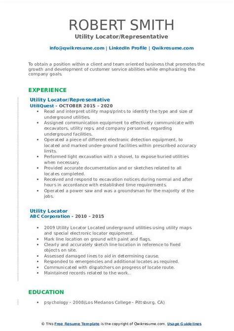 10 Utility Locator Resume Samples And Templates For 2025