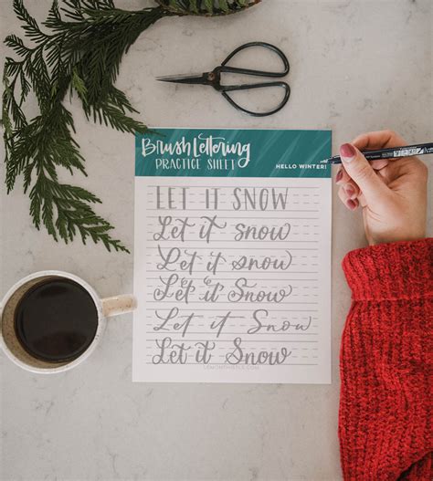 Let It Snow Free Printable Hand Lettering Practice Page Lemon Thistle