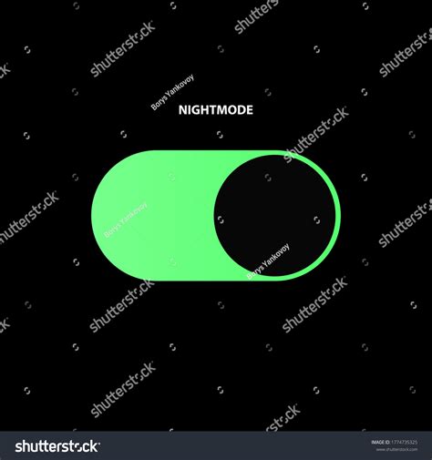 Night Mode Green Switch Button Dark Vetor Stock Livre De Direitos