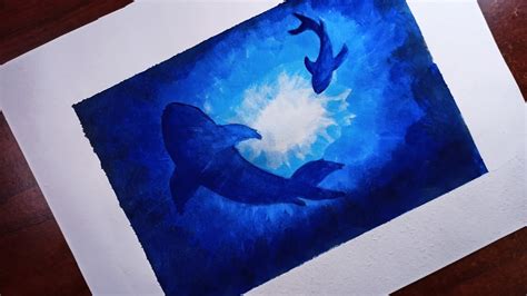 Simple Acrylic Underwater Paintingmonochrome Painting For Beginners