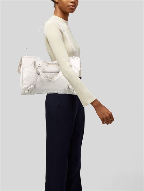 Balenciaga Motocross Giant Covered Brogues City Bag White Handle Bags