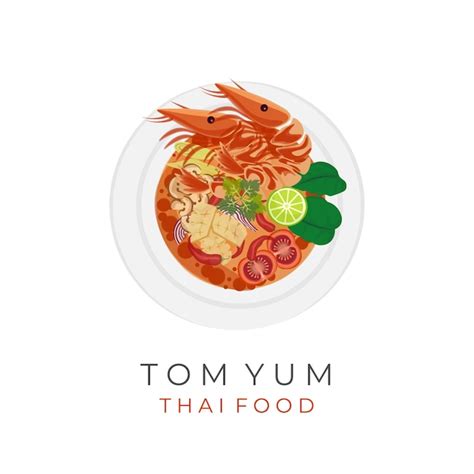 Premium Vector Tom Yum Soup Vector Illustration Logo With Seafood Filling