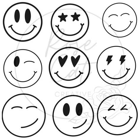 9 Smiley Face Digital Download Bundle Smiley Face Svg File Svg Download Smiley Svg Smiley Png ...