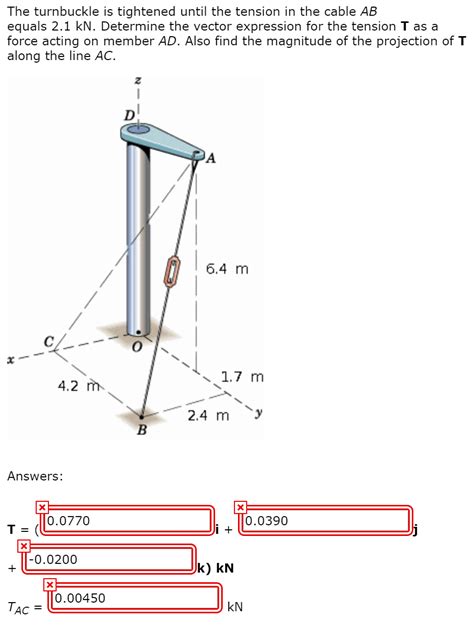 Solved The Turnbuckle Is Tightened Until The Tension In The Chegg