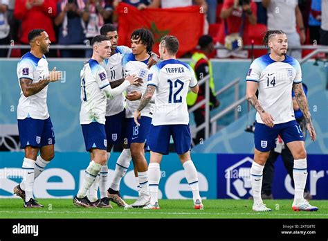 Doha Qatar November Marcus Rashford Of England Celebrates After