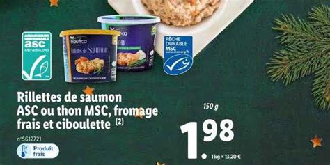 Promo Rillettes De Saumon Asc Ou Thon Msc Fromage Frais Et Ciboulette