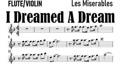 I Dreamed A Dream Flute Violin Sheet Music Backing Track Play Along