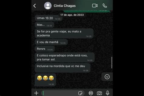 Print mensagens de Cíntia Chagas ao ex é usado contra ela em ação