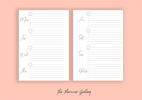 Minimalistic Weekly Printable Planner Insert Weekly Binder Etsy