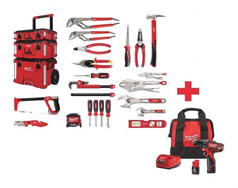 MILWAUKEE, 22 Total Pcs, Rolling Modular Tool Box, Maintenance Tool Kit - 612U83|48-22-0142 ...