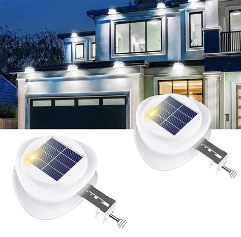 Nogis Solar Gutter Lights 2 Pack Gutters Light Solar Powered With 9 Led Fence Lighting Outdoor