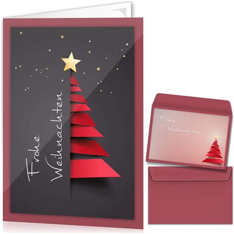 beriluDesign Weihnachtskarten mit Umschlägen 15er Set Klappkarten mit