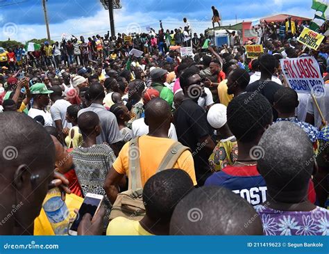 Crowd At The End Sars Peaceful Protest In Ojo Lagos Nigeria 2020