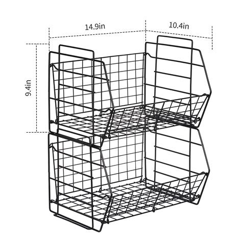 Giikin Stackable Wire Baskets 2 Tier Stacking Pantry Storage Basket Fruit Vegetable Produce