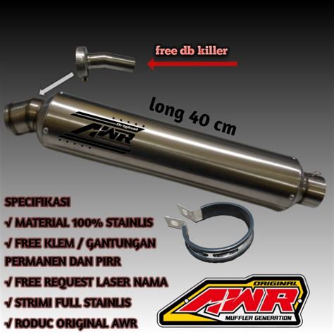 Jual Slincer Knalpot Racing Original AWR Shock 50 Long 30 40 Cm Full