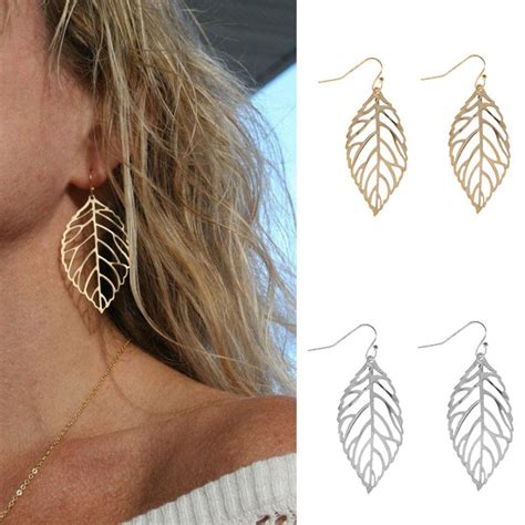 Cheap Pairs Alloy Leaves Earrings Bohemia Style Jewelry Accessories