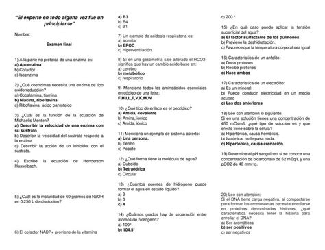 Examen Simulador Del Primer Bloque De Bioqu Mica Iovanny Cruz Ojeda