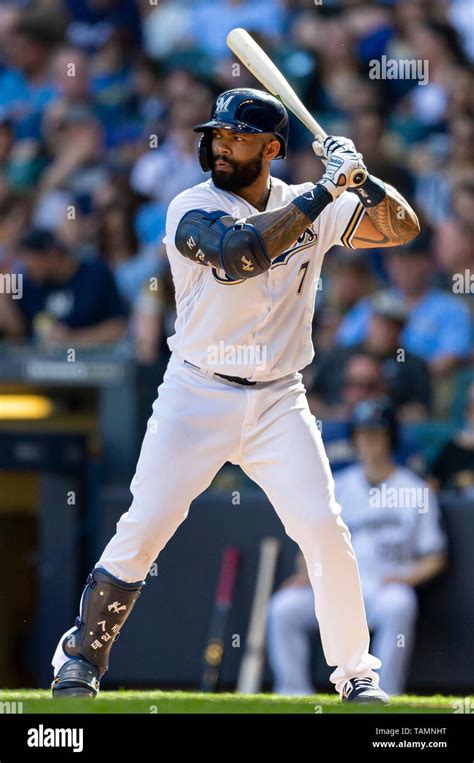 May Milwaukee Brewers First Baseman Eric Thames Up To Bat