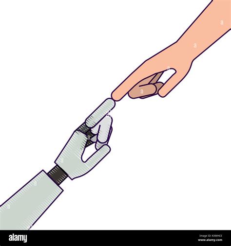 Human Hand With Robot Hand Stock Vector Image And Art Alamy