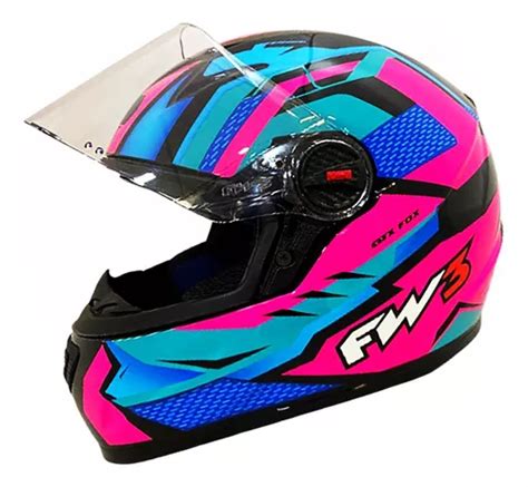 Capacete Fw Gtn Fox Azul Lil S Fechado Design Moto Frete Gr Tis