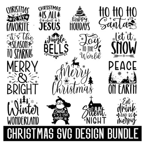 Premium Vector Christmas Typography Design Bundle Christmas Svg