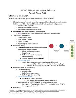 Mgmt Exam Exam Study Guide Chapters Chapter