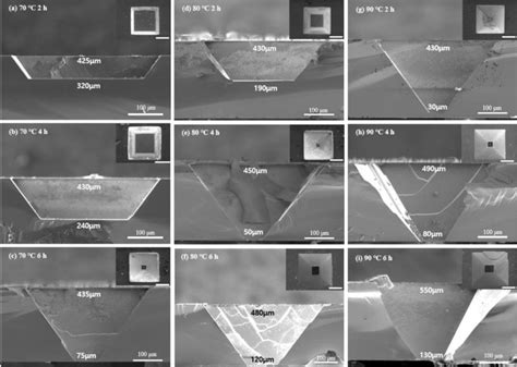 Cross Sectional FE SEM Images Of Si 100 Etched For A 2 B 4 And