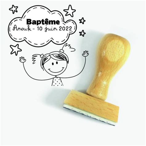 Bapt Me Fillette Malicieuse Tampon Personnaliser Cm Tamporelle