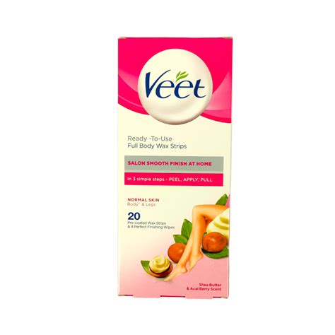 Veet Full Body Wax Strips Normal Skin Body And Legs 20 Strips Shopifull