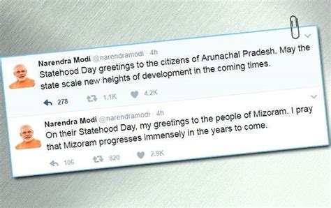 PM Greets The People Of Mizoram And Arunachal Pradesh On Their