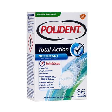 Polident Total Action Nettoyant pour appareils dentaires 66 comprimés