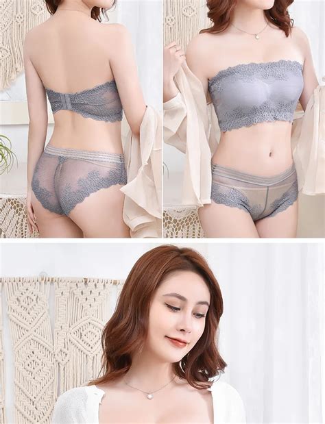 Lace Seamless Underwear Womens New Strapless Bra Set Beautifying The Back New Product Anti